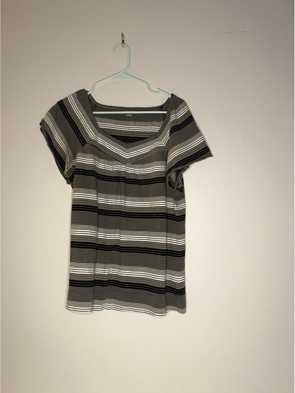 Ana Gray Striped Short Sleeve Woman's